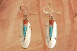 Genuine Kingman Turquoise Sterling Silver Feather Earrings
